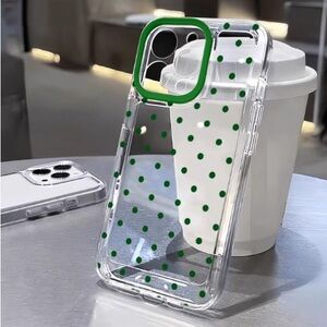 Green Polka Dot Clear Phone Case